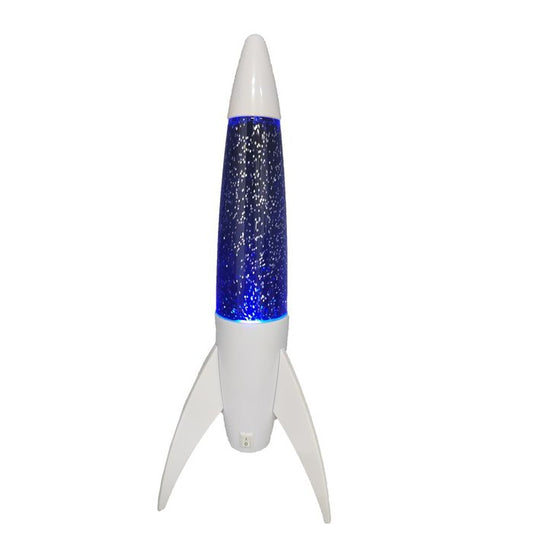 LAMPADA GLITTER A RAZZO BON BASE BIANCA E LUCE BLU