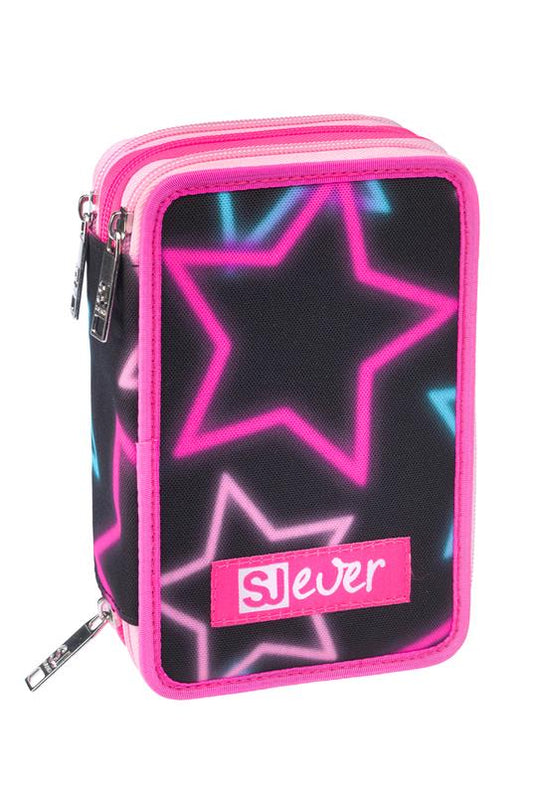 Astuccio 3 Zip Sj Gang Sj Ever Star-Shaped Girl, Candy Fuxia