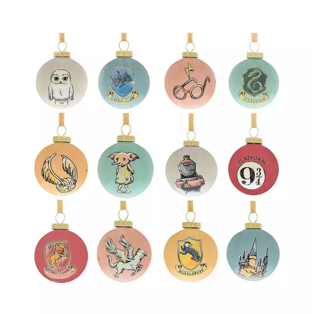 Official Harry Potter Charms Mini Christmas Baubles (Set of 12) - Boxed