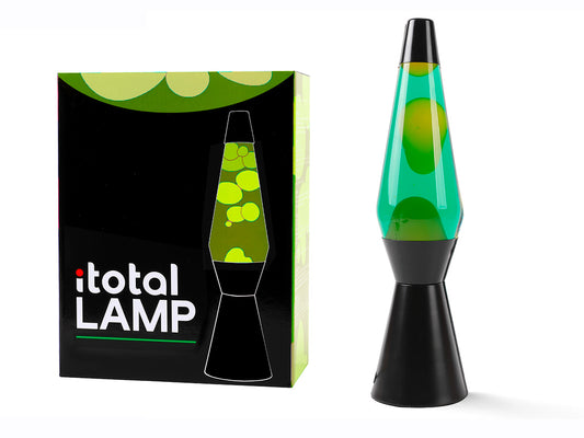 Lampada Lava base nera, liquido verde/cera gialla 36 cm