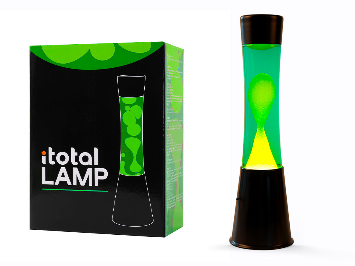 Lampada Lava base nera, liquido verde/cera gialla 40 cm