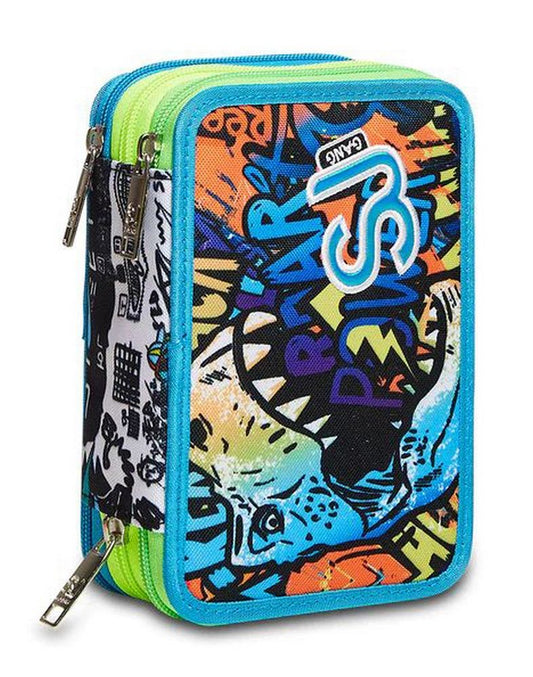 Astuccio scuola 3 zip SJ Animal Dinosauro