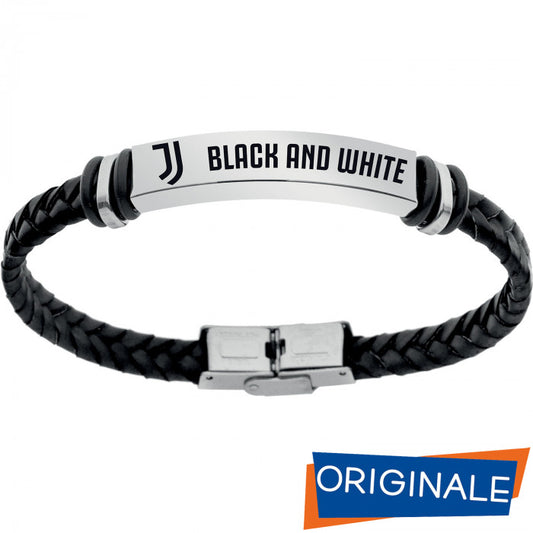 BRACCIALE IN ACCIAIO E CAUCCIU BLACK & WHITE JUVENTUS