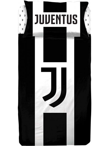 COMPLETO LETTO SINGOLO JUVE BIANCO LOGO NERO CENTRALE