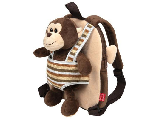 Max Monkey Reversible Zaino Con Peluche 25cm Perletti